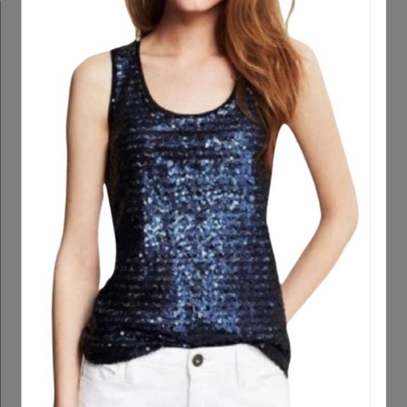 J. Crew Tops J Crew Sequin Tank Top Navy Size S Poshmark